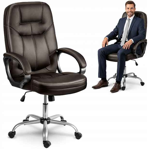 Kancelářská Otočná Židle Ergonomická Otočná Kancelářská Židle Tmavě Hnědá