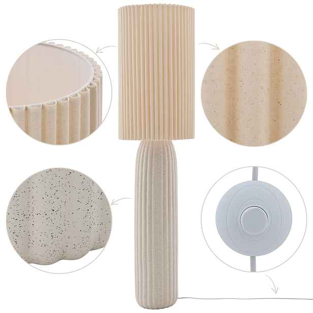 Stojací lampa 122 cm Béžová keramika vysoké plisované stínidlo do obývacího pokoje boho
