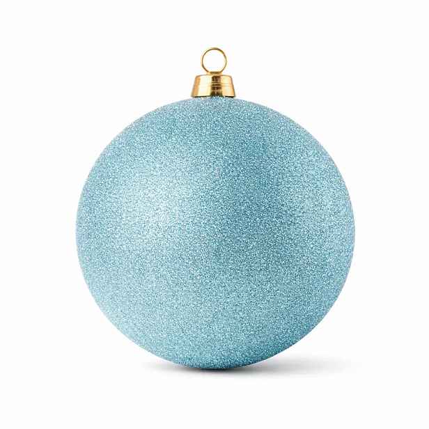 Velká vánoční ozdoba 30 cm plastová koule světle modrá glitter