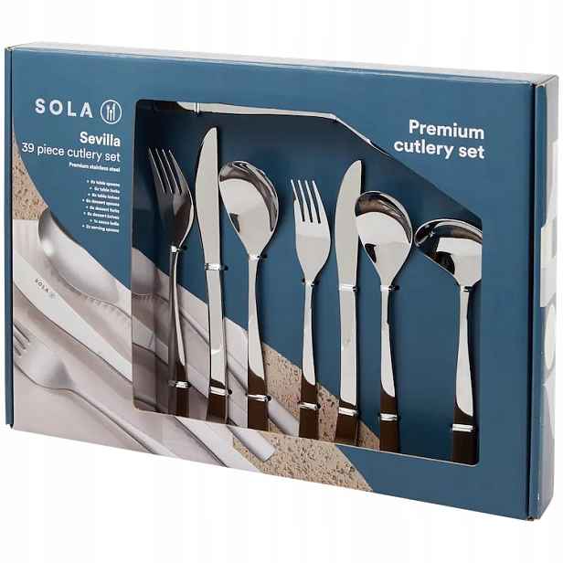 Sada příborů Premium logované Sola z nerezové oceli 39 kusů