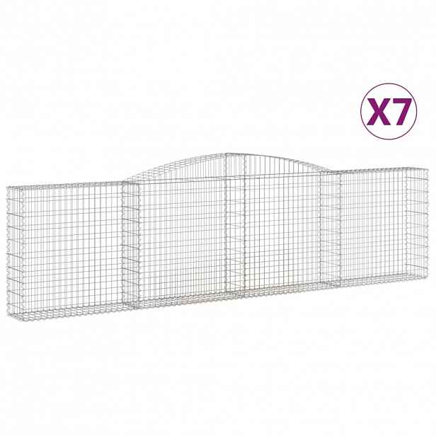 vidaXL Klenuté gabionové koše 7 ks 400x30x100/120cm pozinkované železo