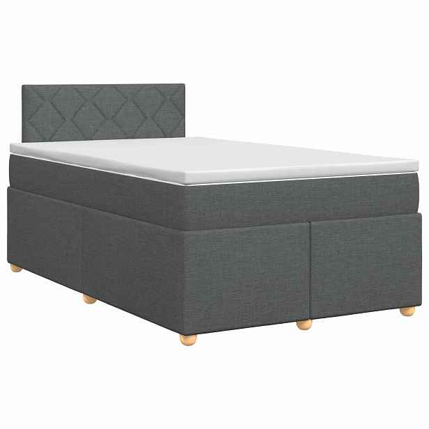 vidaXL Postel boxspring s matrací Tmavě šedá 120 x 190 cm Textil