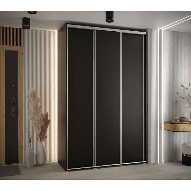 Šatní skříň YVONA 1 - 160/45 cm, černá / stříbrná
