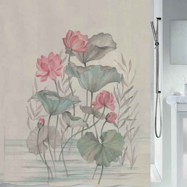 Spirella sprchový závěs Jaya, motiv květin, bílý, 180 x 200 cm, polyester