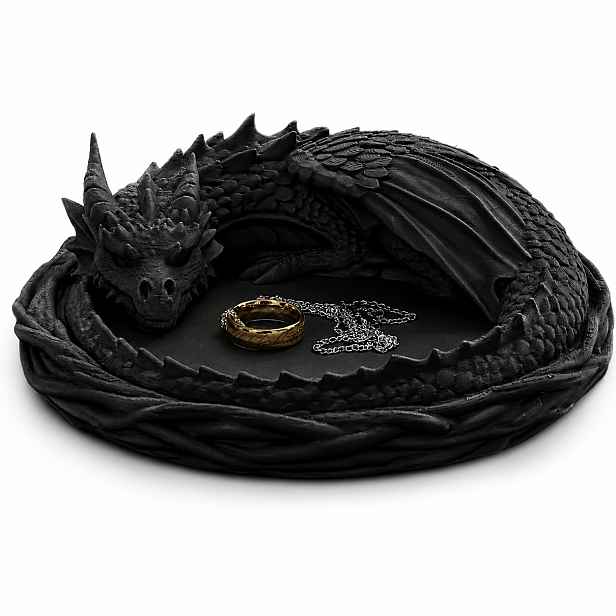 TEMU Úložný tác Dračí hnízdo, Fantazijní dračí podnos na šperky, Organizér na klíče s 3D tiskem, Může uchovávat prsteny, náhrdelníky, mince, Gotické