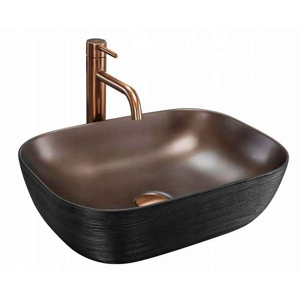 Umyvadlo Belinda Black Brush/copper Na Desku