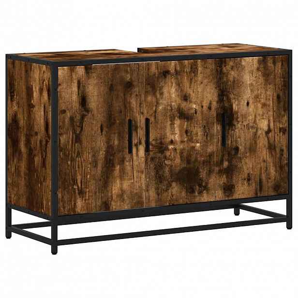 vidaXL Koupelnová skříňka pod umyvadlo kouřový dub 90x33x60cm kompozit