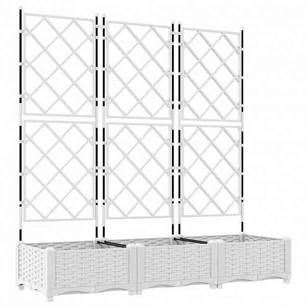 vidaXL Zahradní pěstebník 3 ks Bílá 120 x 40 x 125,5 cm PP