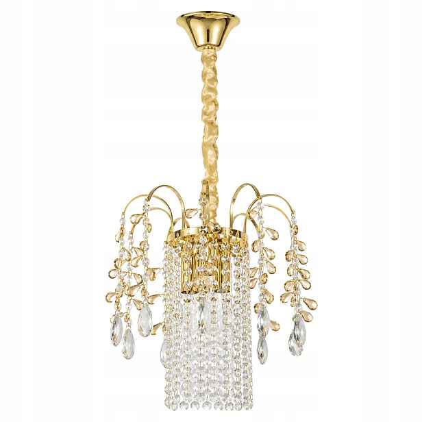 Závěsná lampa Zlatá Křišťálová Elegantní 3x E14 Obývací pokoj 27 cm Toolight