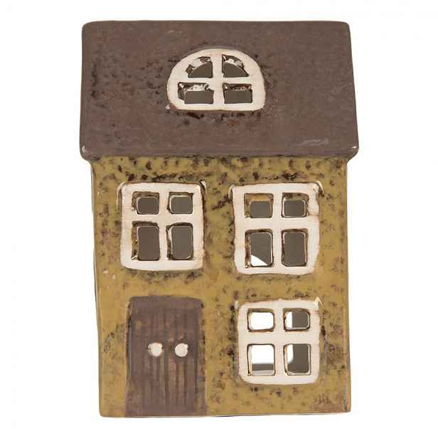 Zelený keramický domek na čajovou svíčku Lamont - 10*7*14 cm Clayre & Eef