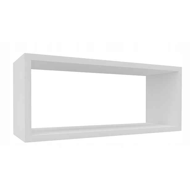Obdélníková police bílá 60x25x20 cm, moderní nástěnný závěsný regál