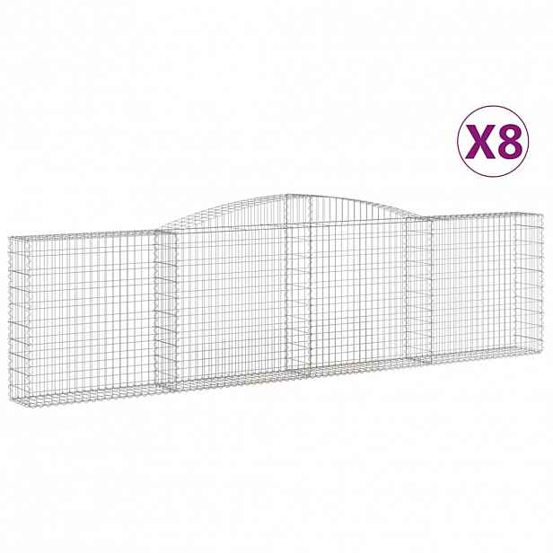 vidaXL Klenuté gabionové koše 8 ks 400x30x100/120cm pozinkované železo