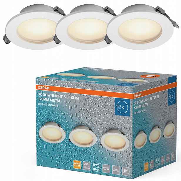 3x Led podomítkové stropní svítidlo Spot Hermetická IP44 Podbitka 8W 3000K