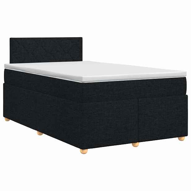vidaXL Postel boxspring s matrací s čelo Černá 120 x 190 cm Textil