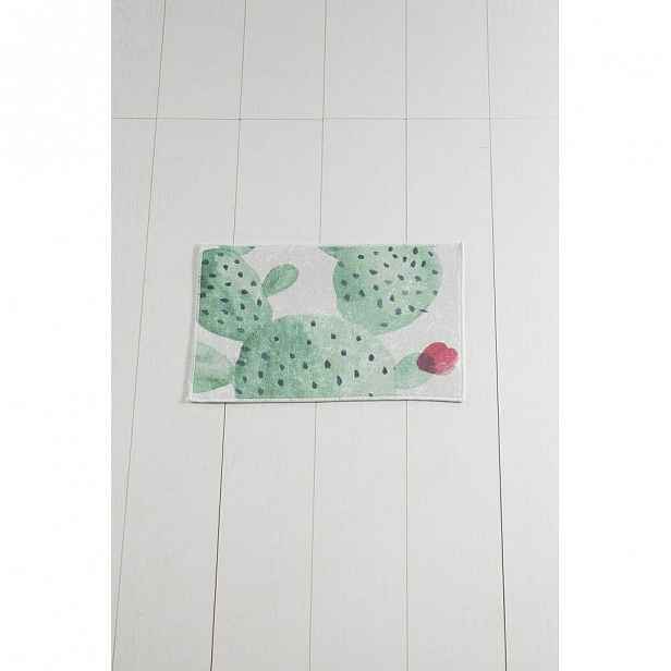 Bílo-zelená koupelnová předložka Tropica Cactus II, 60 x 40 cm