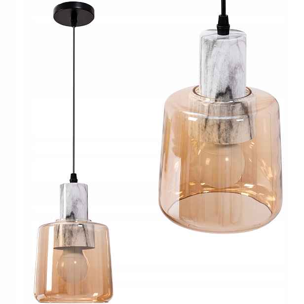 Moderní Oranžová Skleněná Závěsná Lampa