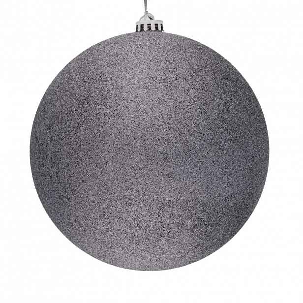 Velká vánoční ozdoba šedá glitter 30 cm plastová koule