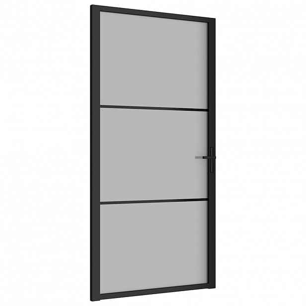 vidaXL Interiérové dveře 102,5 x 201,5 cm černé matné sklo a hliník