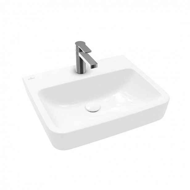 Villeroy & Boch O.novo - Umyvadlo na desku, 55x46 cm, bez přepadu, otvor pro baterii, CeramicPlus, alpská bílá 4A41MJR1