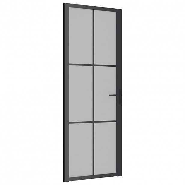 vidaXL Interiérové dveře 76 x 201,5 cm černé matné sklo a hliník
