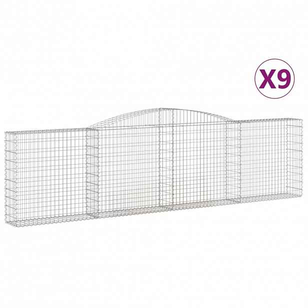 vidaXL Klenuté gabionové koše 9 ks 400x30x100/120cm pozinkované železo