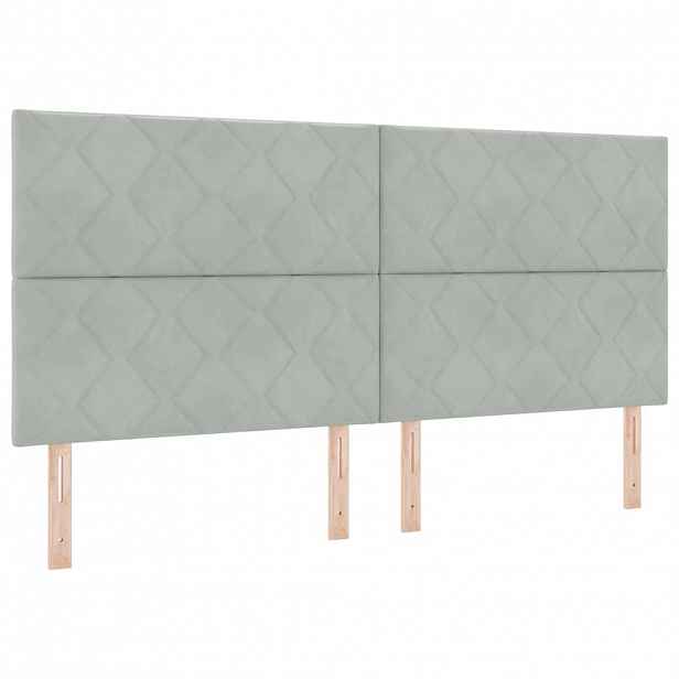 vidaXL LED box pružinová postel s čelo Světle šedá 200 x 200 cm samet