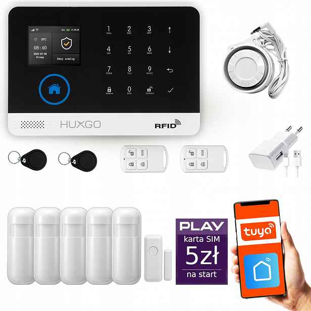 Bezdrátový alarm WiFi Gsm 4G, Tuya, sada alarmu Huxgo HXA003 R5PS