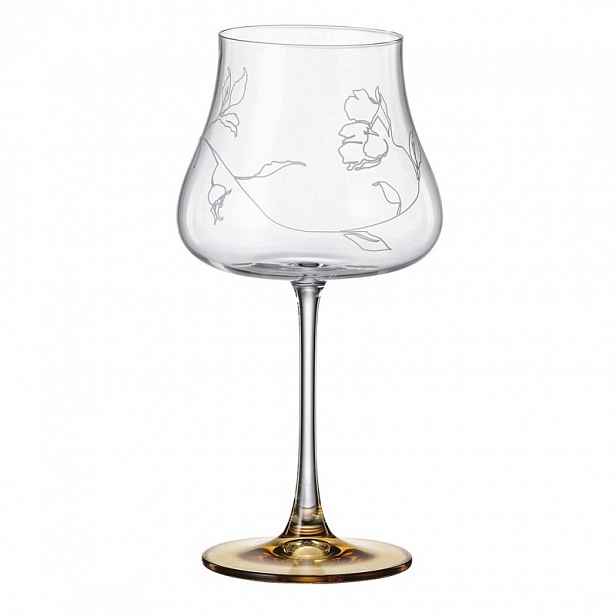 Bohemia Iduna Amber Bottom Skleničky 580 ML Víno 6 Ks