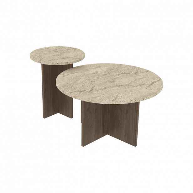 Calicosy SADA 2 kulatých konferenčních stolků Ø70 cm a Ø40 cm TILIA