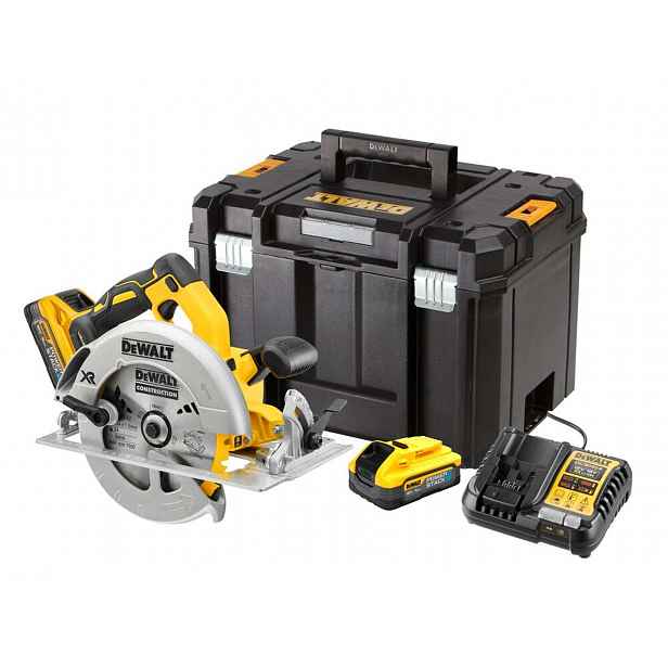 DeWALT - 18V AKU kotoučová pila, 2x aku 5,0 Ah POWERSTACK, nabíječka DCS570H2T