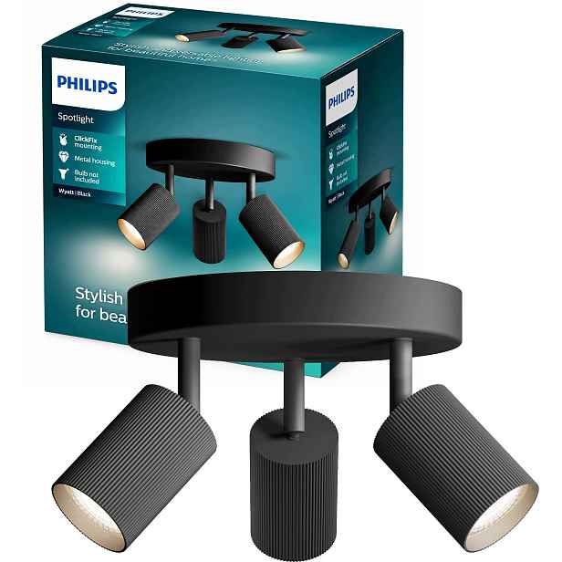 Stropní Svítidlo rýhované 3x GU10 Led, nastavitelné bodové svítidlo Stropní Svítidlo Wyatt Philips
