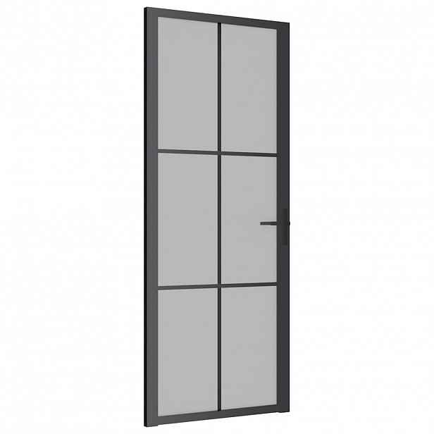 vidaXL Interiérové dveře 83 x 201,5 cm černé matné sklo a hliník