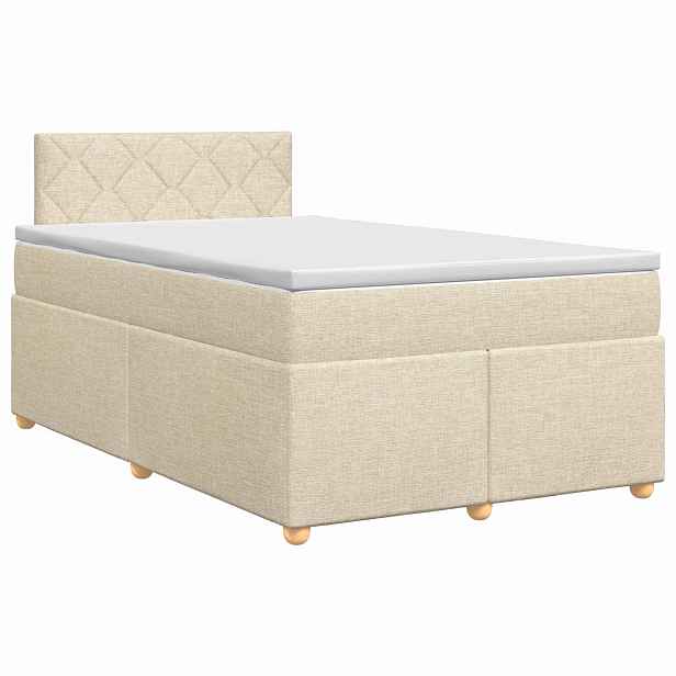vidaXL Postel boxspring s matrací s čelo Krémová 120 x 190 cm Textil