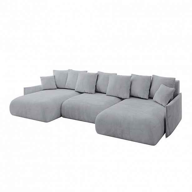 ALTDECOR SEDACÍ SOUPRAVA s funkcí lůžka a úložným prostorem pod lůžkem ONESK-U-v1 317x177x72 světle šedý velur