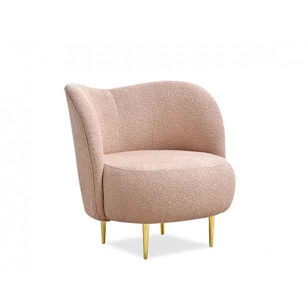 Designové křeslo TOLA - pudrové / zlaté