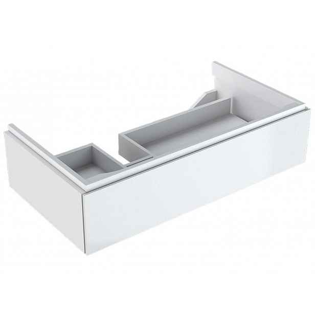 Geberit Xeno 2 - Skříňka pod umyvadlo 90 cm s odkládací plochou, zásuvka s LED svítidlem, lesklá bílá 500.513.01.1