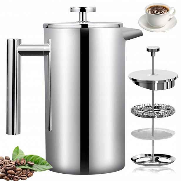Konvička Na Přípravu Kávy S Pístovým Kávovarem Frenchpress 800 ML Z Oceli