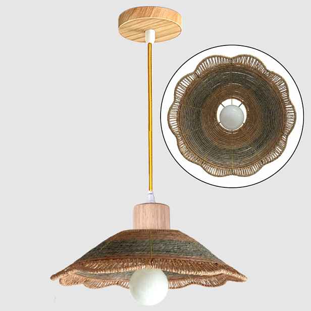 Nastavitelné ratanové závěsné svítidlo Ručně tkaná dřevěná boho stropní lampa