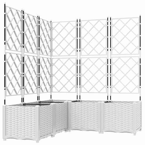 vidaXL Zahradní pěstebník 5 ks Bílá 120 x 120 x 143 cm PP