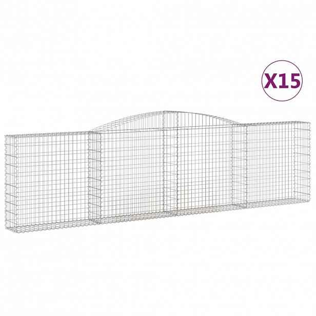 vidaXL Klenuté gabionové koše 15ks 400x30x100/120cm pozinkované železo