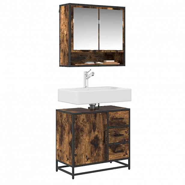 vidaXL Koupelnová skříňka pod umyvadlo kouřový dub 65x33x60cm kompozit