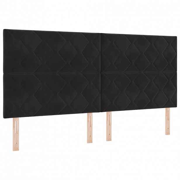 vidaXL LED box pružinová postel s čelo Černý 200 x 200 cm samet