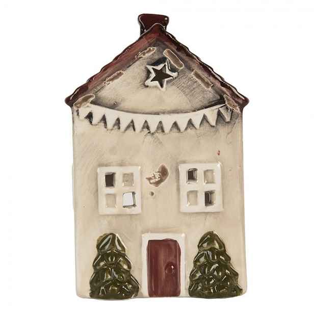 Béžový keramický domek na čajovou svíčku Lamont - 10*8*15 cm Clayre & Eef