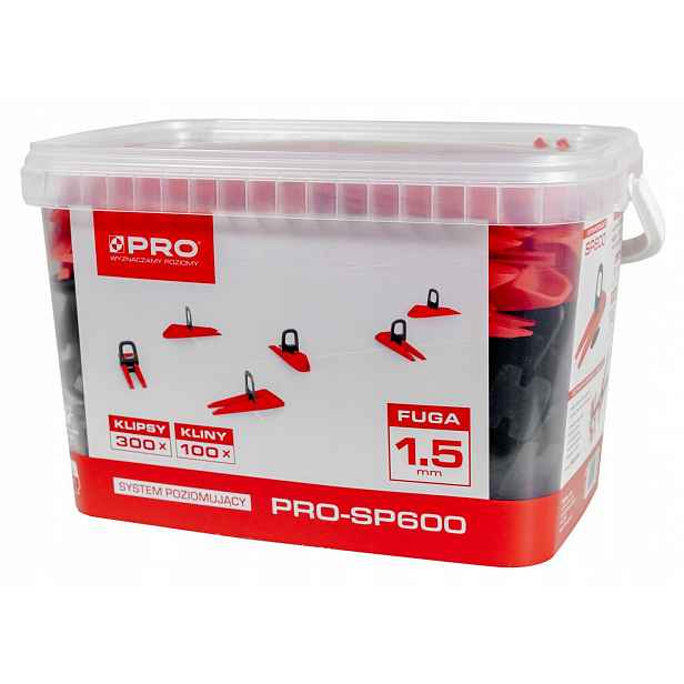 klipy a klíny pro vyrovnání dlaždic PRO-SP600 1,5mm kyblík 300/100 ks