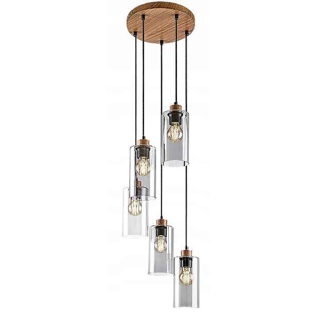 Závěsná lampa do obývacího pokoje E27 5x25W barva dub 72125 Tanno Rabalux