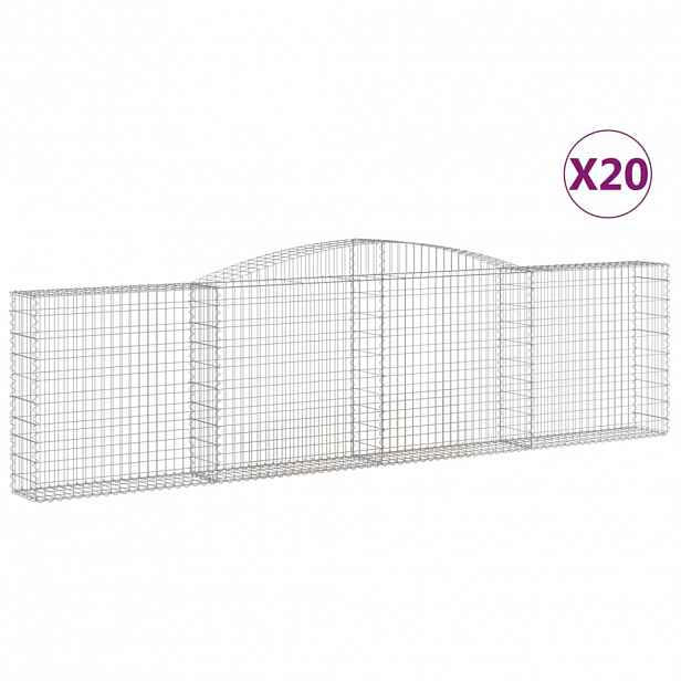 vidaXL Klenuté gabionové koše 20ks 400x30x100/120cm pozinkované železo