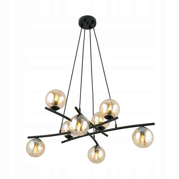 Závěsná lampa lustr černá skleněné medové koule do obývacího pokoje 8 bodů Emibig