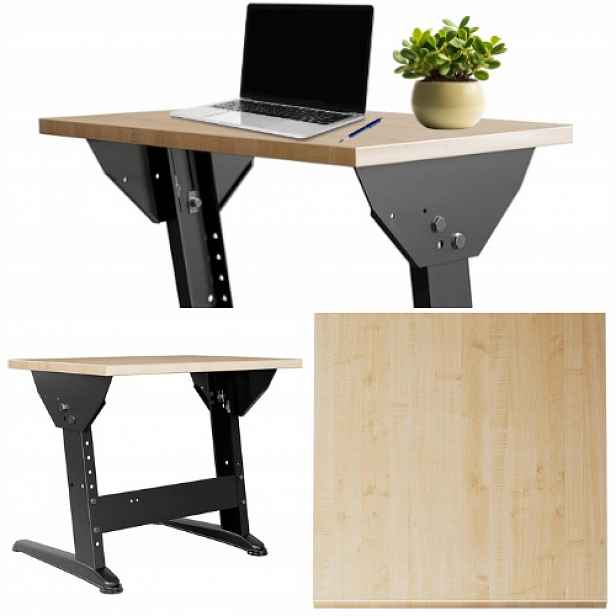Ergonomický nastavitelný psací stůl 69x50 cm deska javorová konstrukce černá