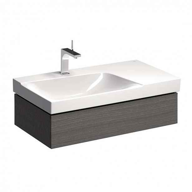 Geberit Xeno 2 - Skříňka pod umyvadlo 90 cm s odkládací plochou, zásuvka s LED svítidlem, šedá 500.513.43.1