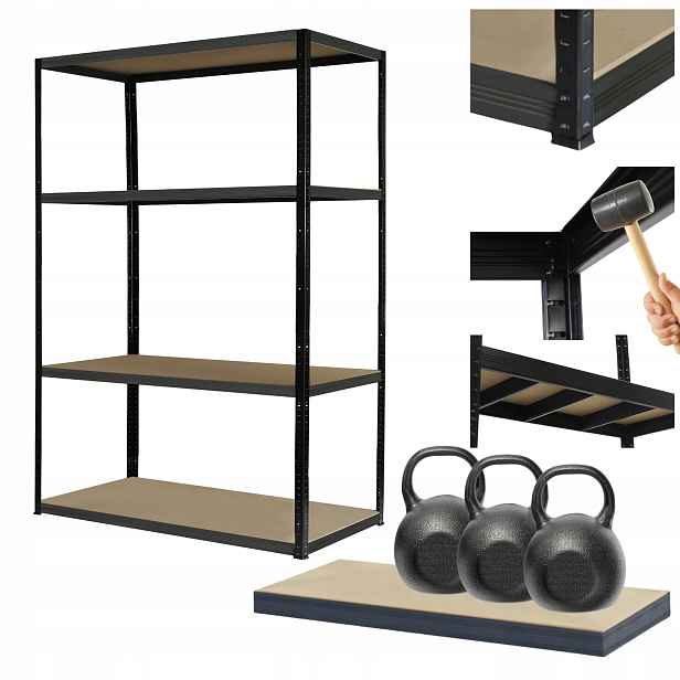 Kovový regál Black Premium garážový stojan Helios 180x110x35 cm 4Px350 kg